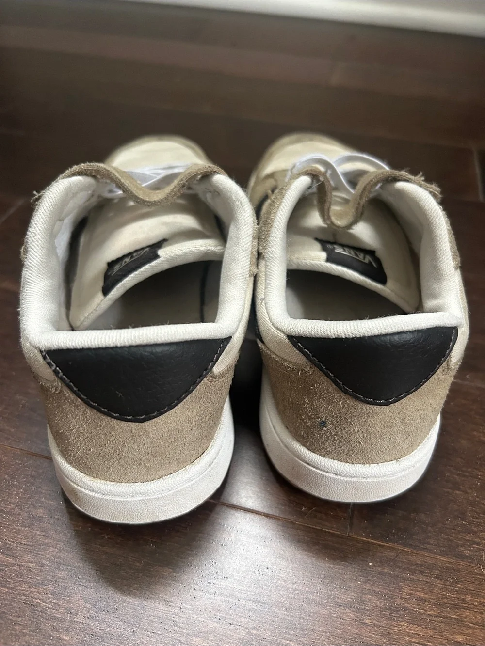 Vans Men’s Low-Top Suede & Canvas Sneakers in Beige with Black Stripe